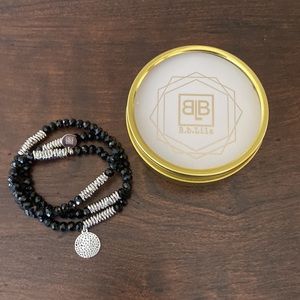 New B.b. Lila 3 wrap black and silver bracelet